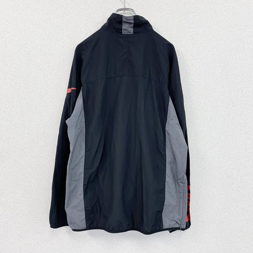 00s　NIKE　ナイキ　ハーフジップナイロンプルオーバージャケット　スウッシュ　黒　ブラック　XLサイズ　