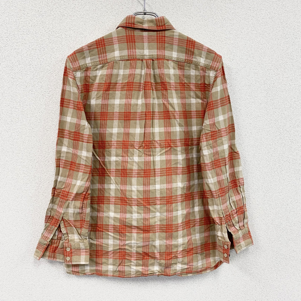 00s　OLD GAP　オールドギャップ　長袖ネルシャツ　チェック柄　茶色　ブラウン　赤色　レッド　Mサイズ