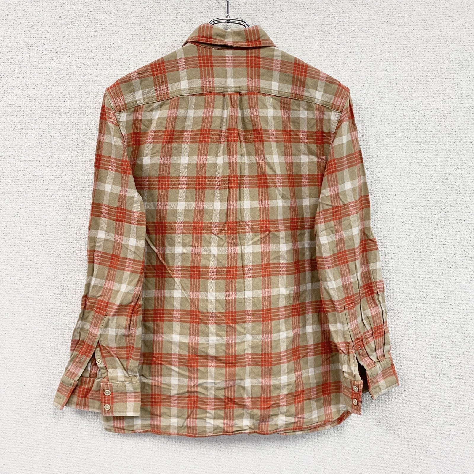 00s　OLD GAP　オールドギャップ　長袖ネルシャツ　チェック柄　茶色　ブラウン　赤色　レッド　Mサイズ