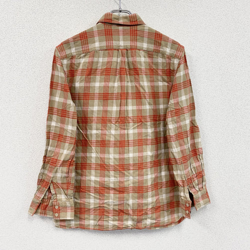 00s　OLD GAP　オールドギャップ　長袖ネルシャツ　チェック柄　茶色　ブラウン　赤色　レッド　Mサイズ