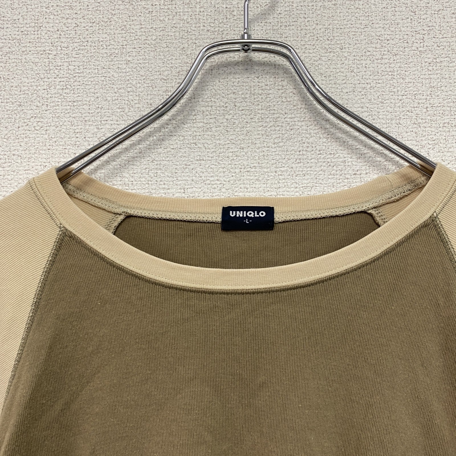 OLD UNIQLO　オールドユニクロ　長袖Tシャツ/ロンT　ラグラン　茶色　ブラウン　ベージュ　Lサイズ