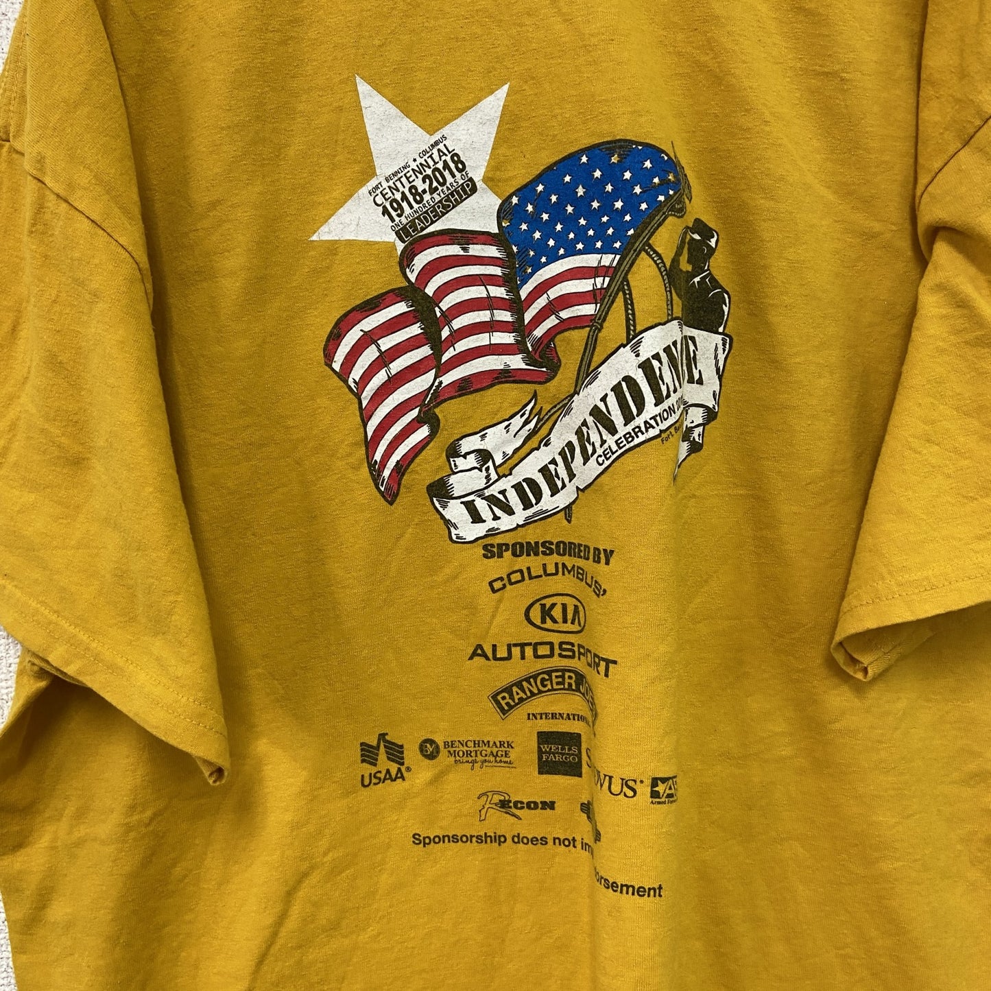 GILDAN　ギルダン　半袖プリントTシャツ　US ARMY　ミリタリー　星条旗　黄色　イエロー　XLサイズ