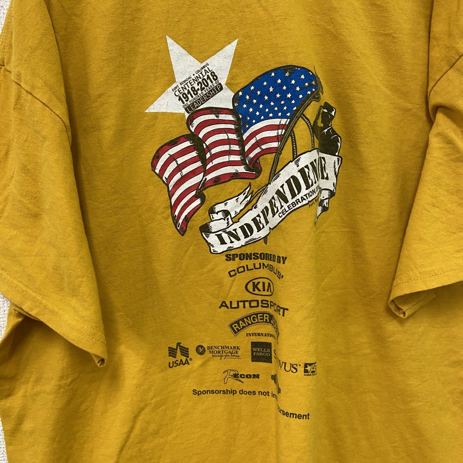 GILDAN　ギルダン　半袖プリントTシャツ　US ARMY　ミリタリー　星条旗　黄色　イエロー　XLサイズ