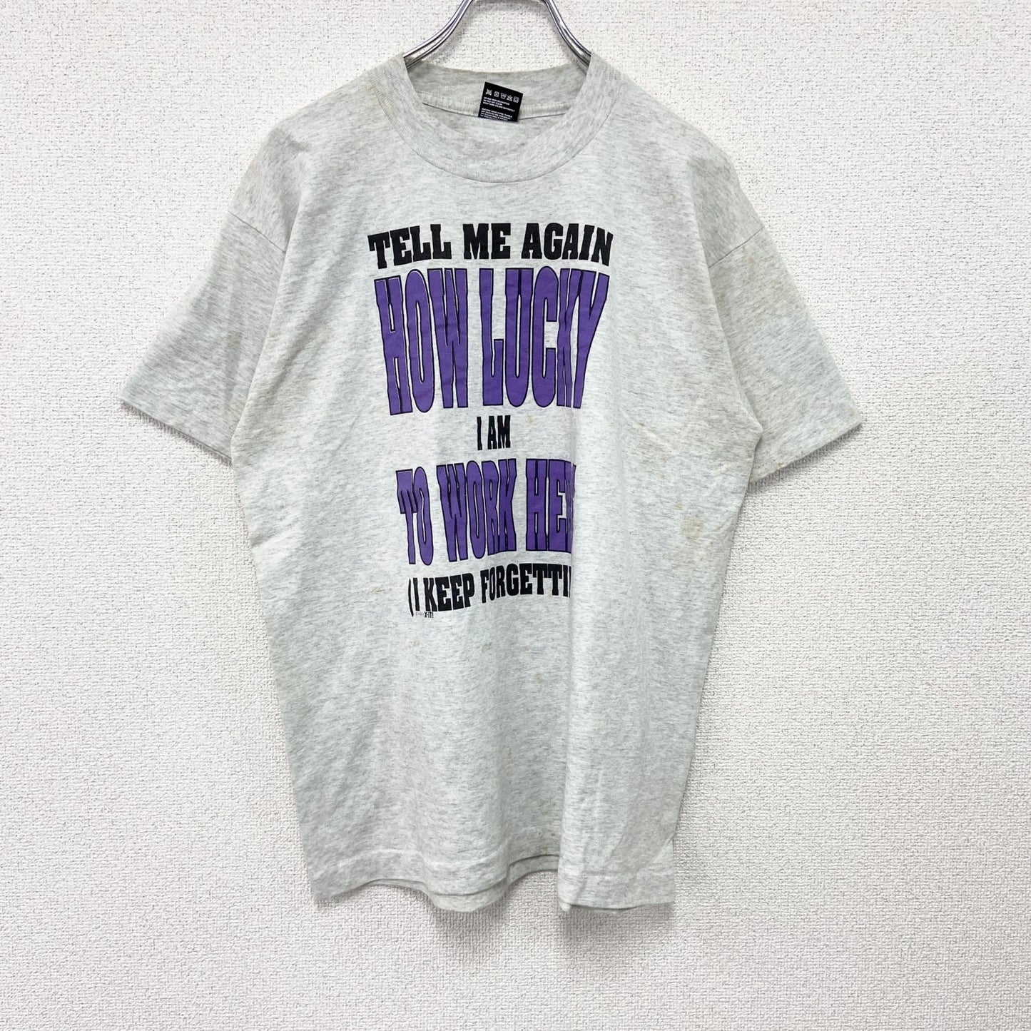 80s～　FRUIT OF THE LOOM　半袖プリントTシャツ　シングルステッチ　霜降りグレー　Lサイズ