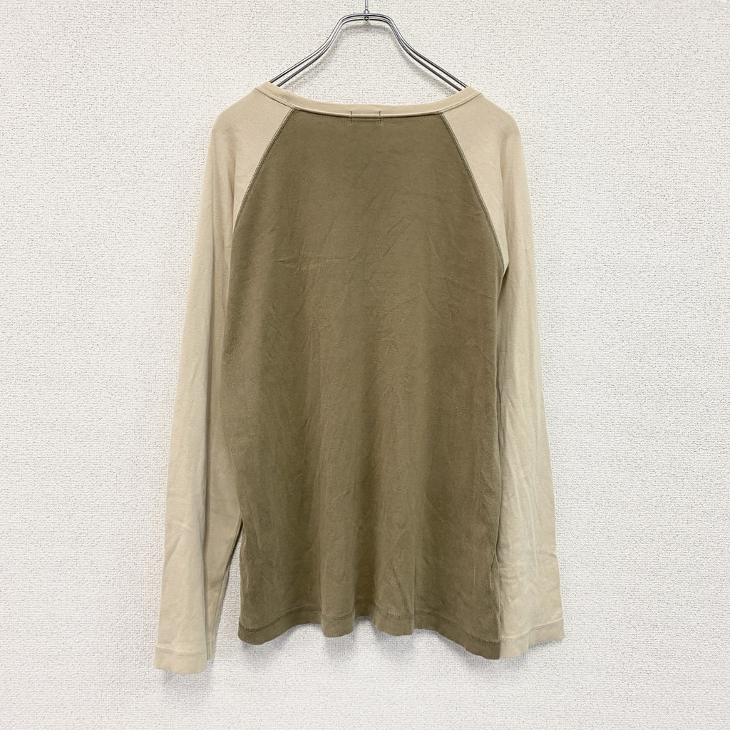 OLD UNIQLO　オールドユニクロ　長袖Tシャツ/ロンT　ラグラン　茶色　ブラウン　ベージュ　Lサイズ