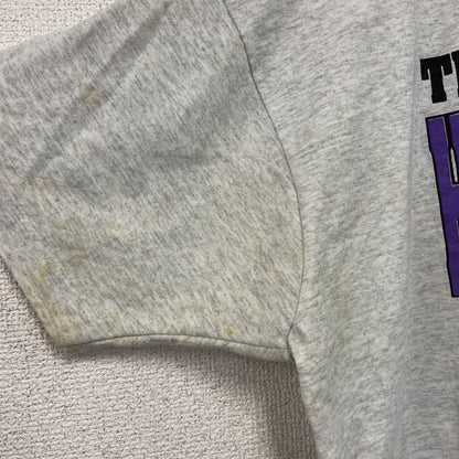 80s～　FRUIT OF THE LOOM　半袖プリントTシャツ　シングルステッチ　霜降りグレー　Lサイズ