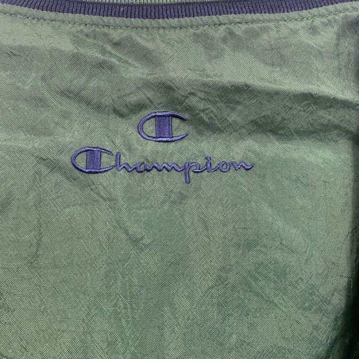 90s　champion　チャンピオン　プルオーバーナイロンジャケット　ヴィンテージ　緑　グリーン　Mサイズ