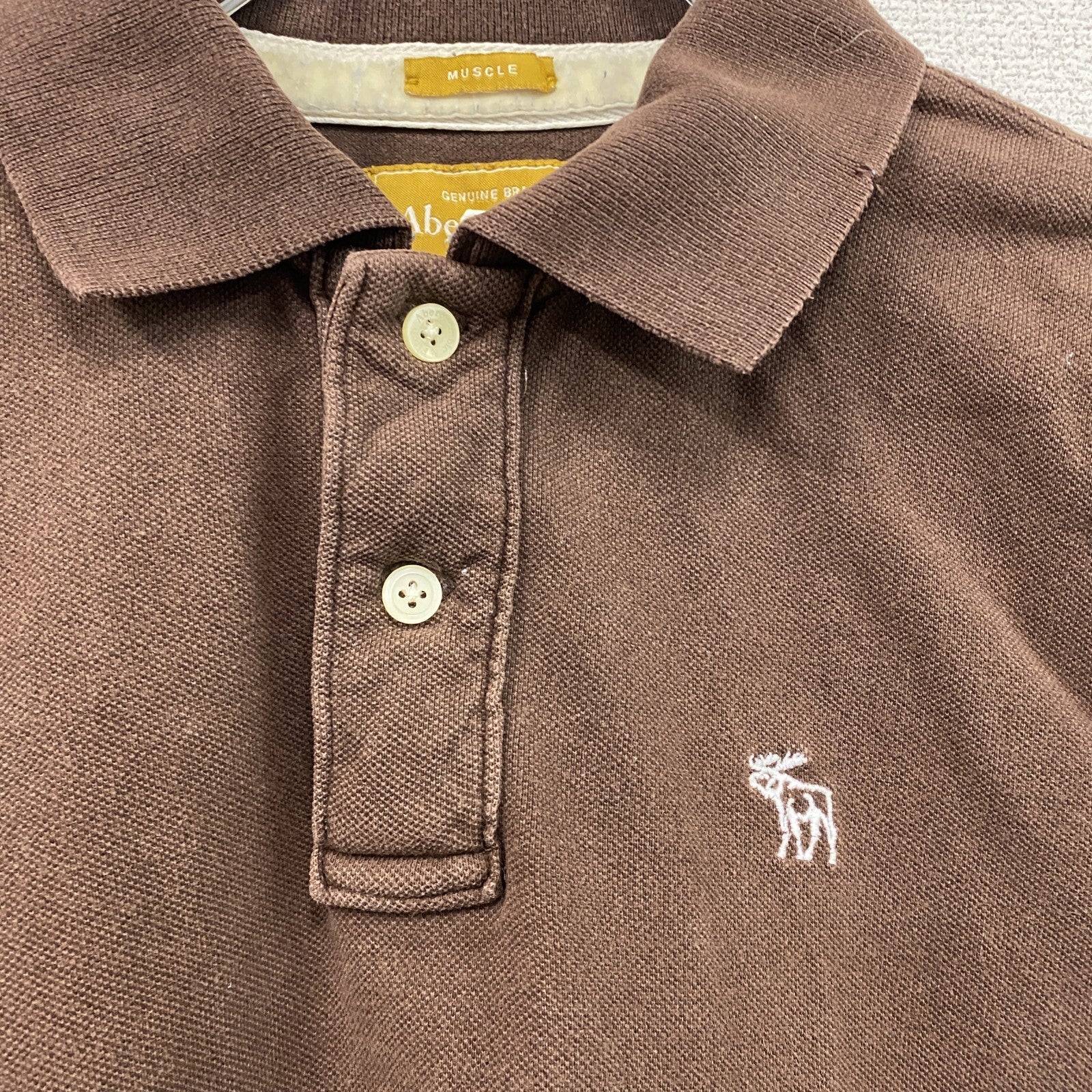 Abercrombie&Fitch　アバクロンビー&フィッッチ　半袖ポロシャツ　茶色　ブラウン　Mサイズ