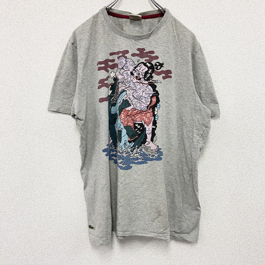 LACOSTE　ラコステ　半袖プリントTシャツ　浮世絵　灰色　グレー　6サイズ