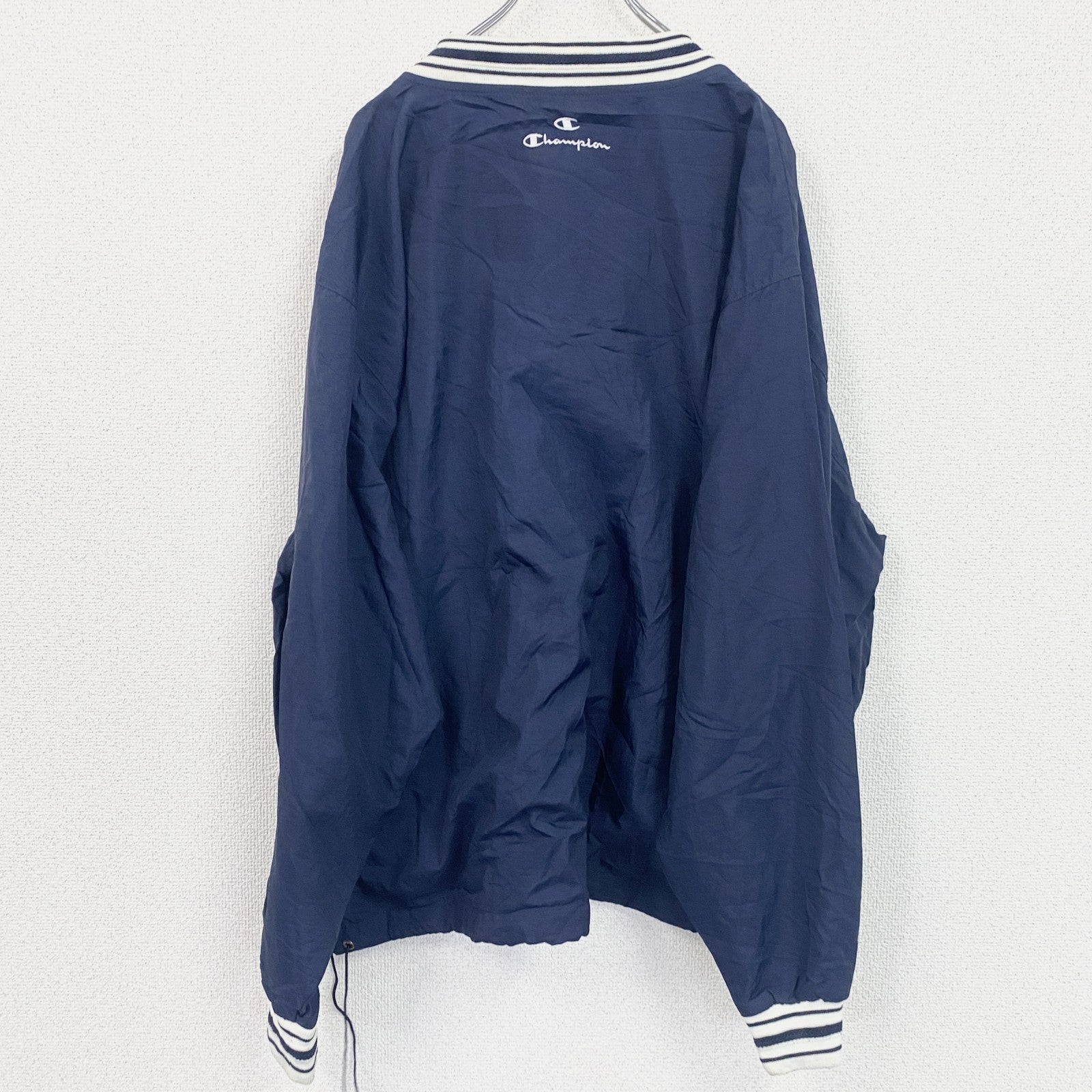 90s　champion　チャンピオン　プルオーバーナイロンジャケット　ヴィンテージ　紺　ネイビー　Lサイズ