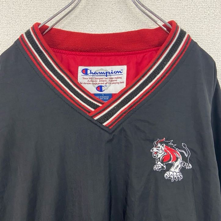 90s　Champion　チャンピオン　ナイロンジャケットプルオーバー　ヴィンテージ　黒　ブラック　Lサイズ
