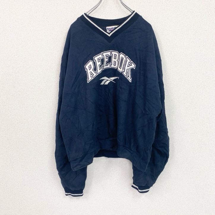 90s　Reebok　リーボック　ナイロンプルオーバー　ヴィンテージ　紺　ネイビー　Mサイズ