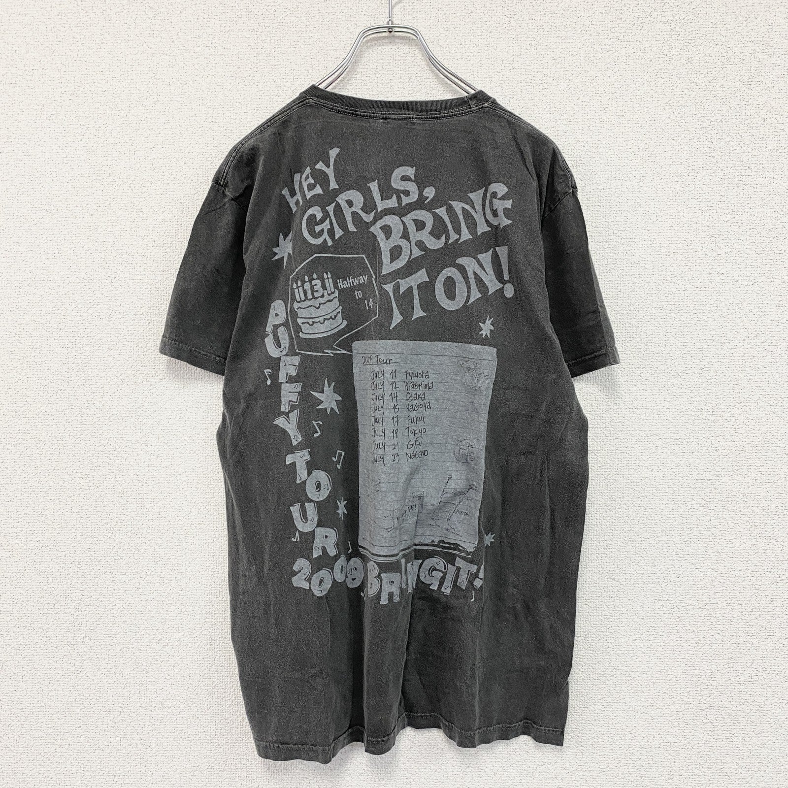 00s　PUFFY　パフィー　Bring it!　半袖プリントシンガーTシャツ　ライブT　ヴィンテージ　黒　ブラック　Lサイズ