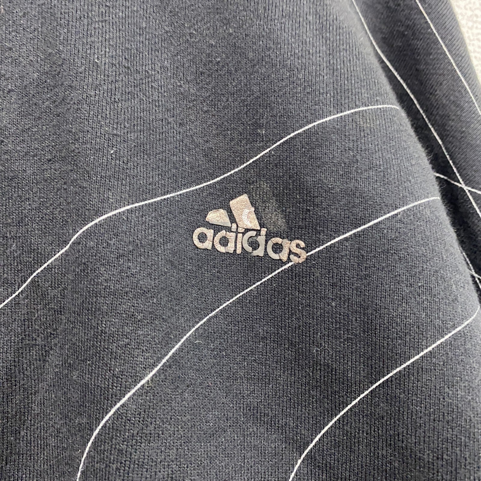 00s　adidas　アディダス　スウェットトラックジャケット/ジャージ　パフォーマンスロゴ　ヴィンテージ　黒　ブラック　XLサイズ
