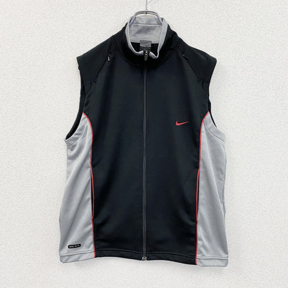 00s　NIKE　ナイキ　DRI-FIT　フルジップベスト　スウッシュ　ヴィンテージ　黒　ブラック　Lサイズ