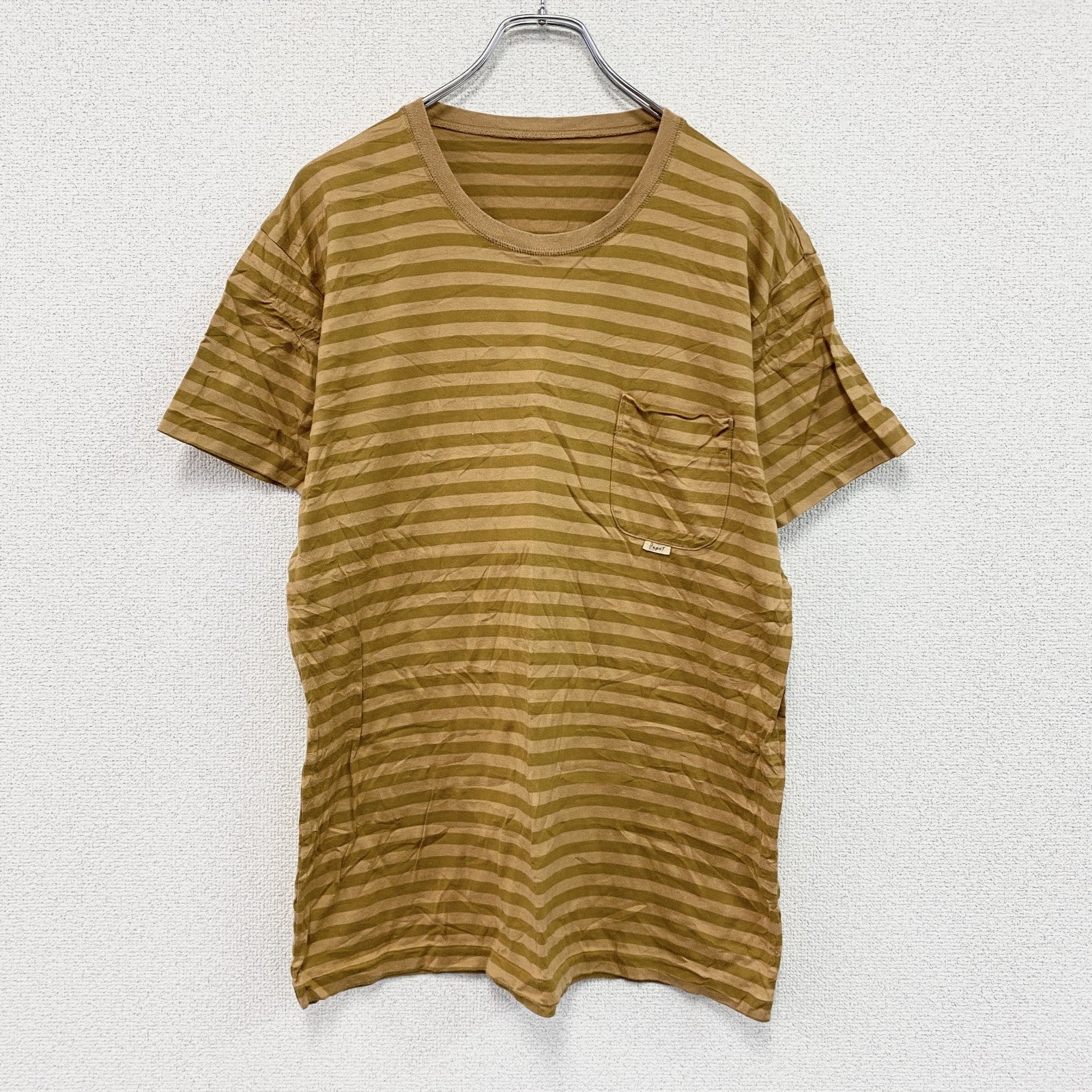 Papas　パパス　半袖Tシャツ　ボーダー　茶色　ブラウン　Sサイズ
