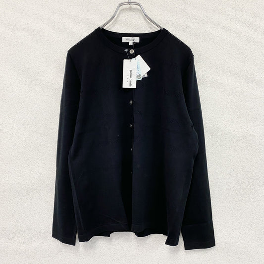 pierre cardin　ピエールカルダン　コットンニットカーディガン　クルーネック　黒　ブラック　42サイズ