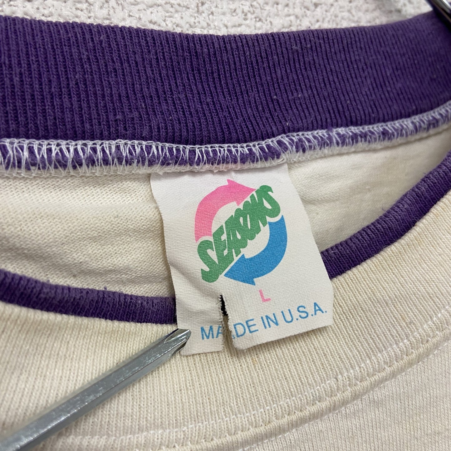 90s～　SEASONS　半袖プリントTシャツ　ORCAS　ヴィンテージ　白　ホワイト　Lサイズ