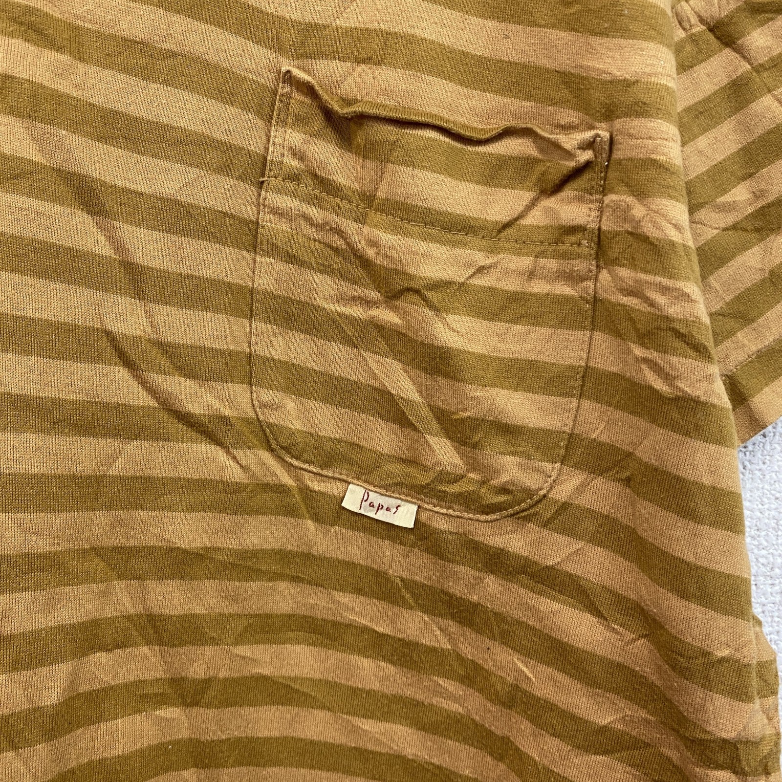Papas　パパス　半袖Tシャツ　ボーダー　茶色　ブラウン　Sサイズ