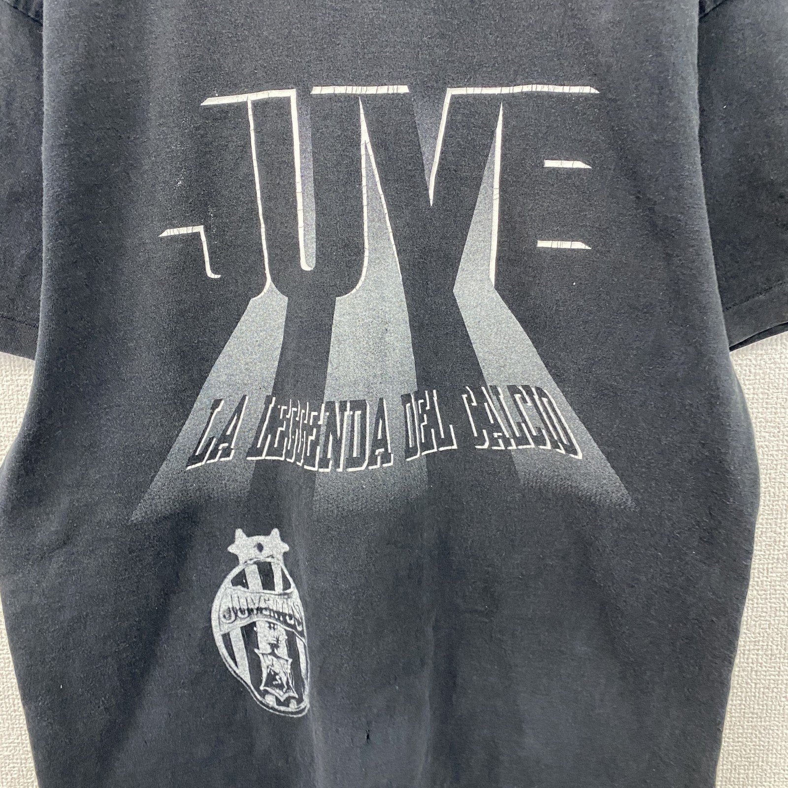 90s　Basic　Juventus　ユヴェントス　半袖Tシャツ　サッカー　シングルステッチ　黒　ブラック　Lサイズ
