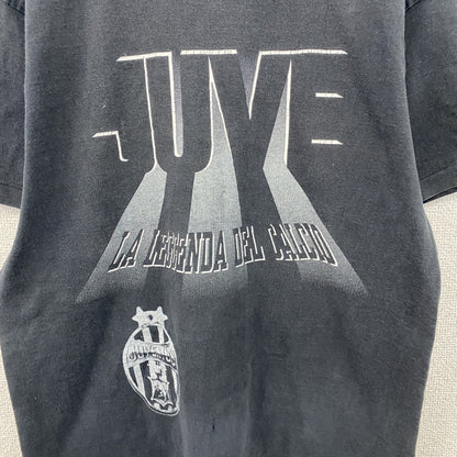 90s　Basic　Juventus　ユヴェントス　半袖Tシャツ　サッカー　シングルステッチ　黒　ブラック　Lサイズ