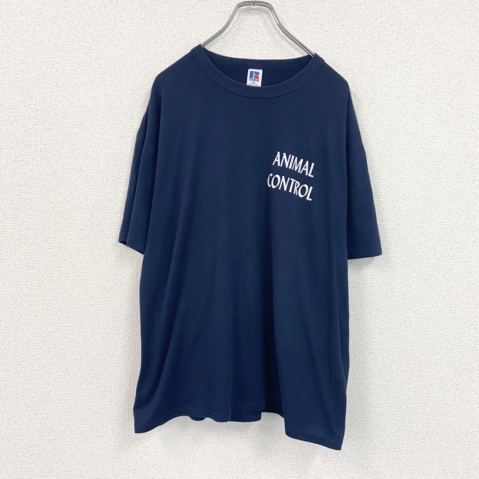 90s　RUSSELL ATHLETIC　半袖プリントTシャツ　ヴィンテージ　紺　ネイビー　XLサイズ