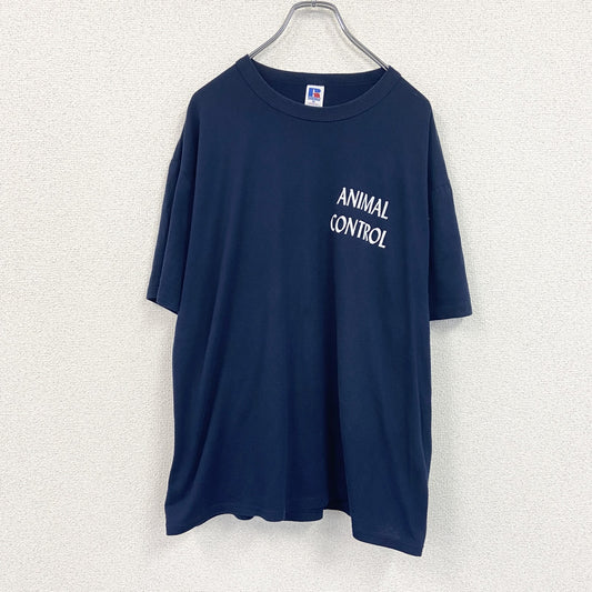 90s　RUSSELL ATHLETIC　半袖プリントTシャツ　ヴィンテージ　紺　ネイビー　XLサイズ
