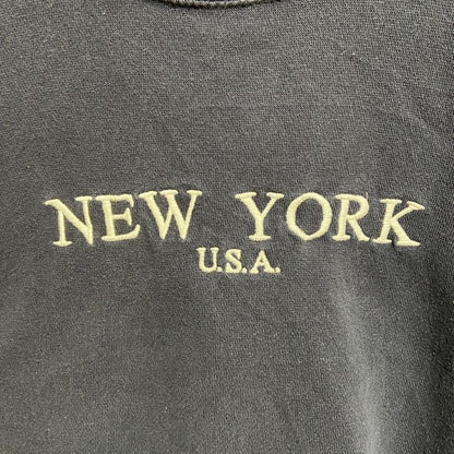 古着 used　長袖ロゴ刺繍スウェット　トレーナー　クルーネック　ネイビー　USA　アメリカ　ニューヨーク　秋冬服