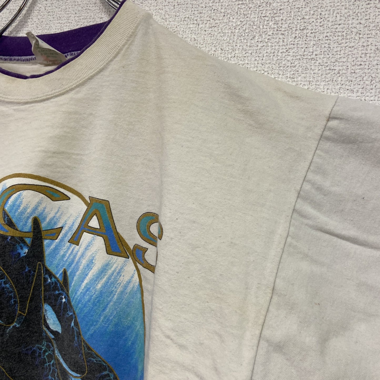 90s～　SEASONS　半袖プリントTシャツ　ORCAS　ヴィンテージ　白　ホワイト　Lサイズ