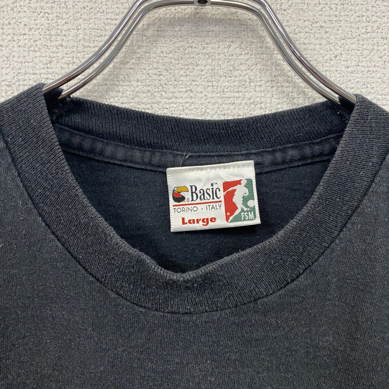 90s　Basic　Juventus　ユヴェントス　半袖Tシャツ　サッカー　シングルステッチ　黒　ブラック　Lサイズ
