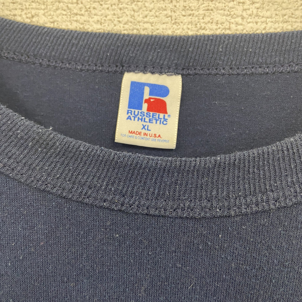 90s　RUSSELL ATHLETIC　半袖プリントTシャツ　ヴィンテージ　紺　ネイビー　XLサイズ