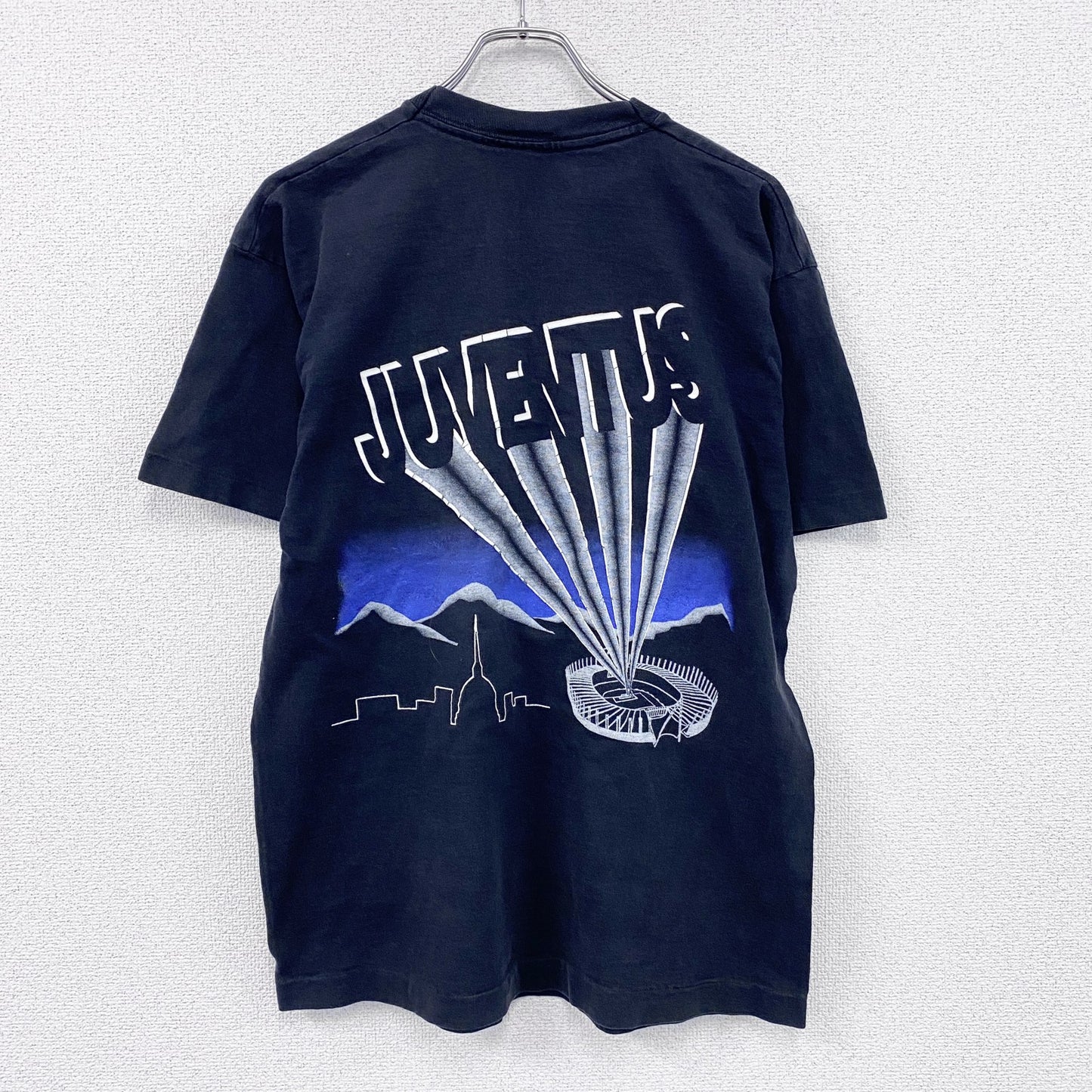 90s　Basic　Juventus　ユヴェントス　半袖Tシャツ　サッカー　シングルステッチ　黒　ブラック　Lサイズ