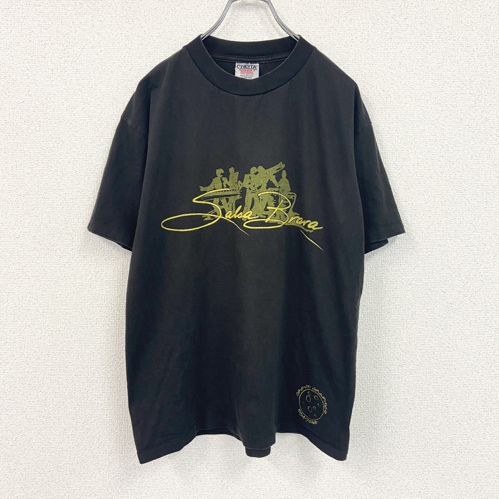 90s　ONEITA　半袖プリントTシャツ　ヴィンテージ　シングルステッチ　POWER-T　ブラック　Lサイズ