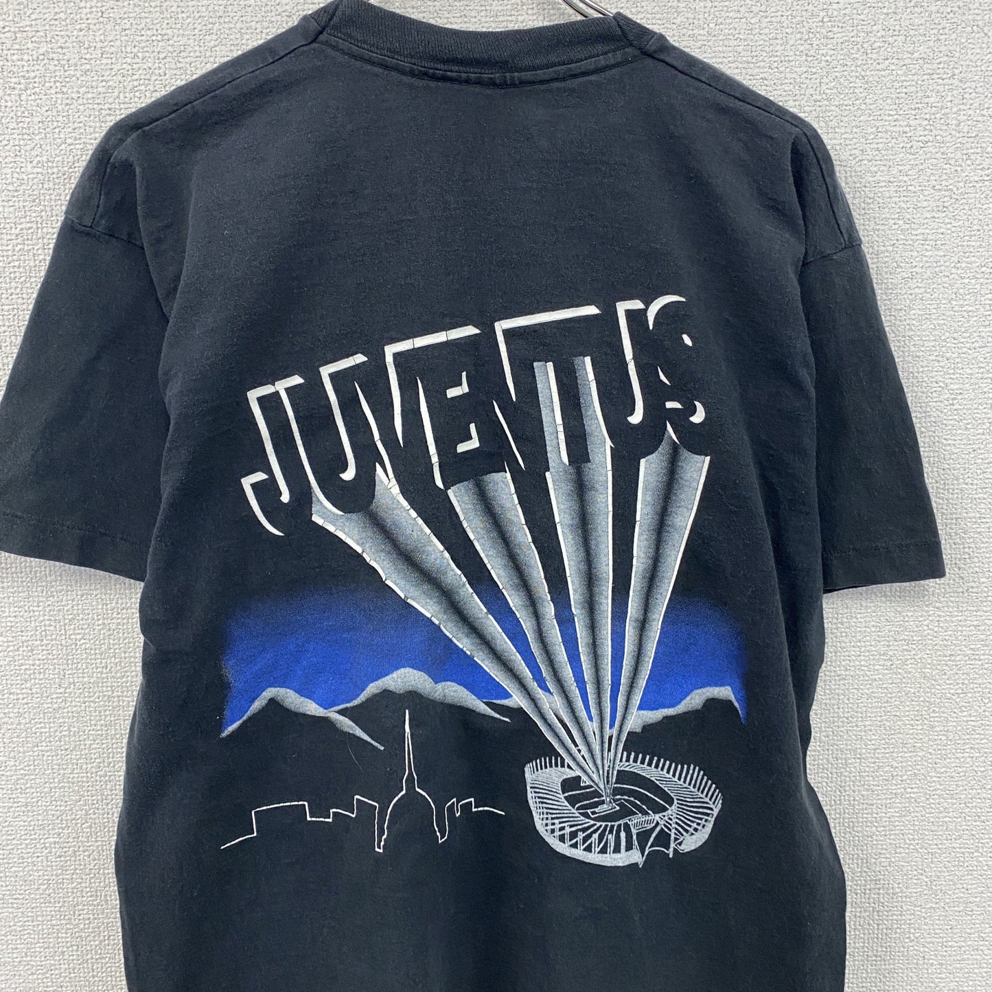 90s　Basic　Juventus　ユヴェントス　半袖Tシャツ　サッカー　シングルステッチ　黒　ブラック　Lサイズ