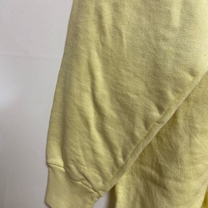 古着 used　90s　長袖ワンポイント刺繍スウェット　トレーナー　黄色　クルーネック　ラグランスリーブ　ヴィンテージ　Sサイズ