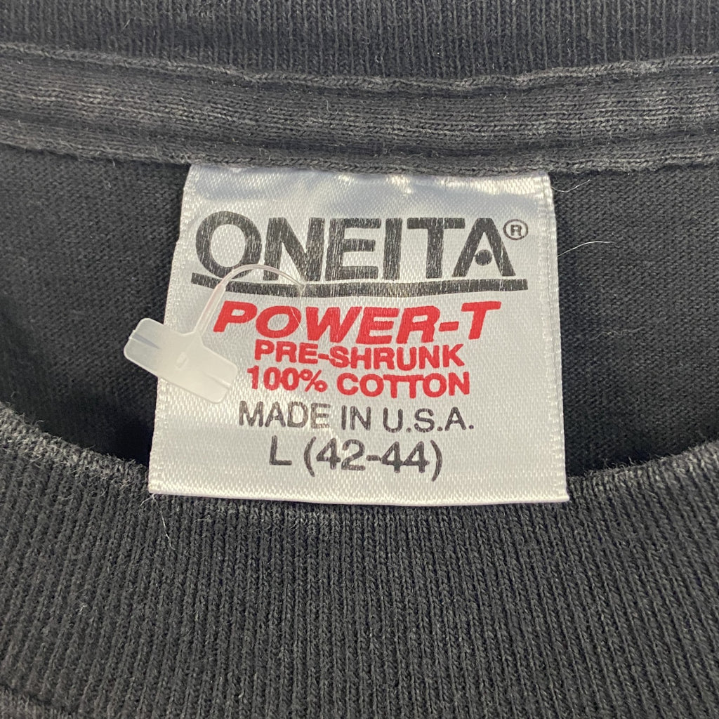 90s　ONEITA　半袖プリントTシャツ　ヴィンテージ　シングルステッチ　POWER-T　ブラック　Lサイズ