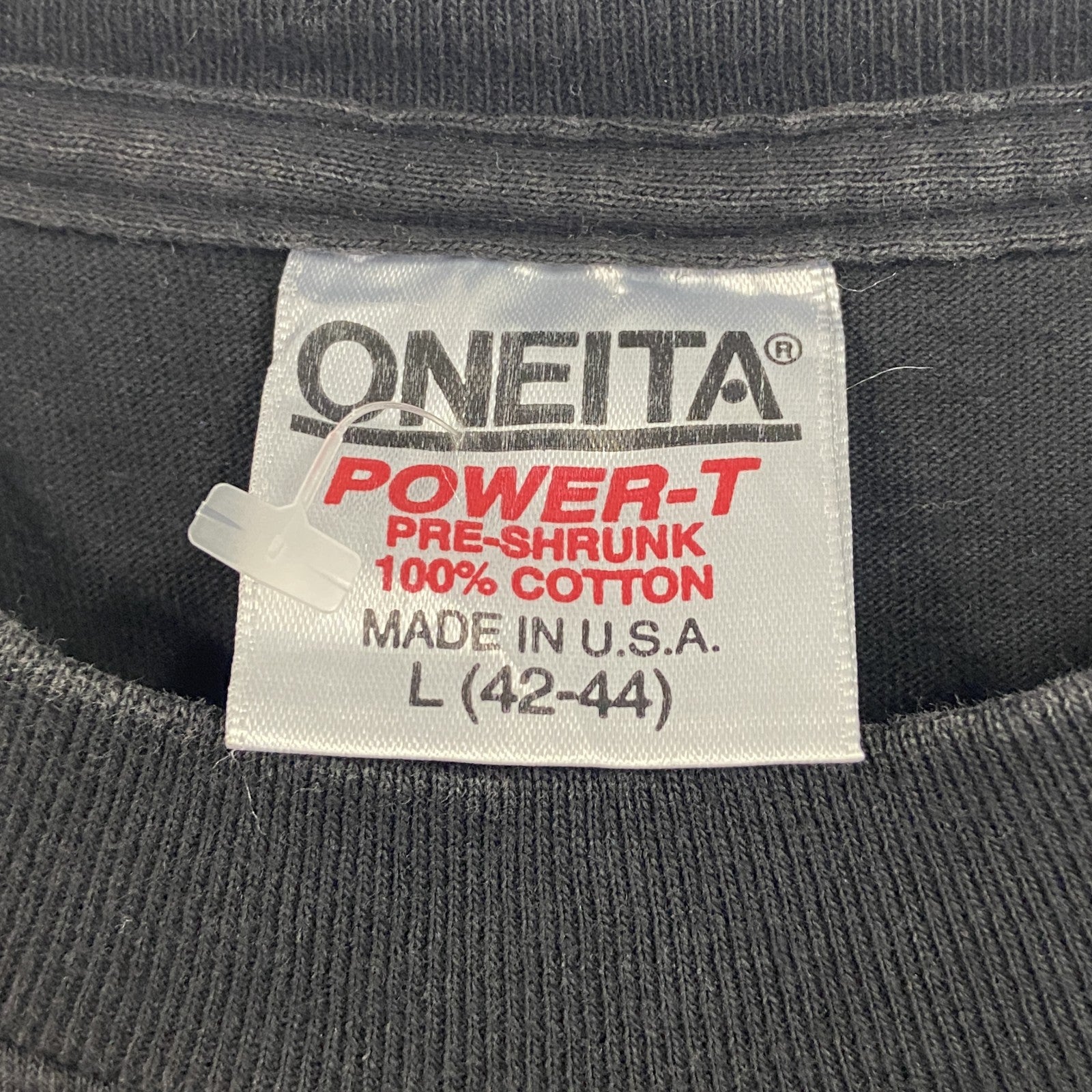 90s　ONEITA　半袖プリントTシャツ　ヴィンテージ　シングルステッチ　POWER-T　ブラック　Lサイズ