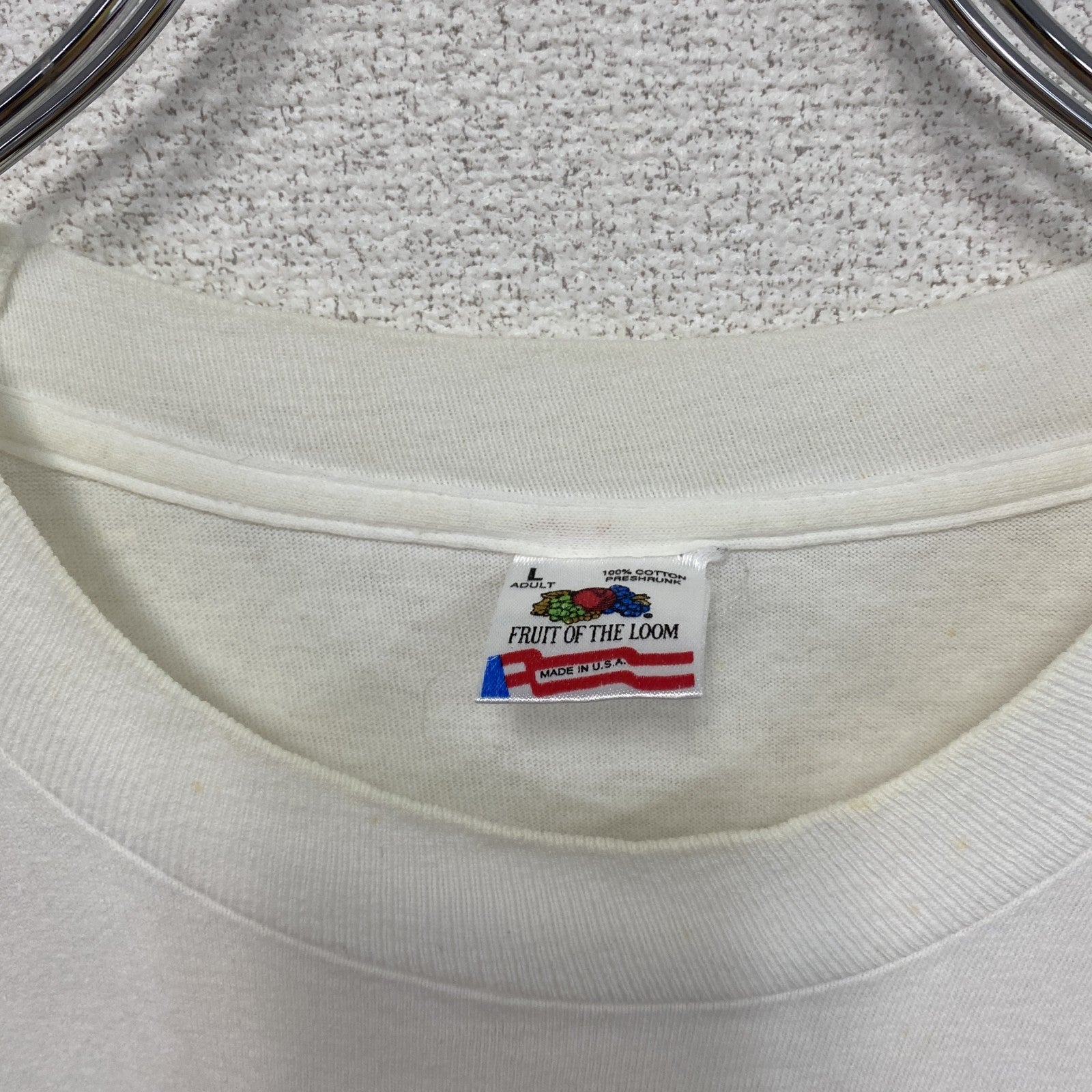 FRUIT OF THE LOOM　フルーツオブザルーム　半袖プリントTシャツ　シングルステッチ　白　ホワイト　Lサイズ