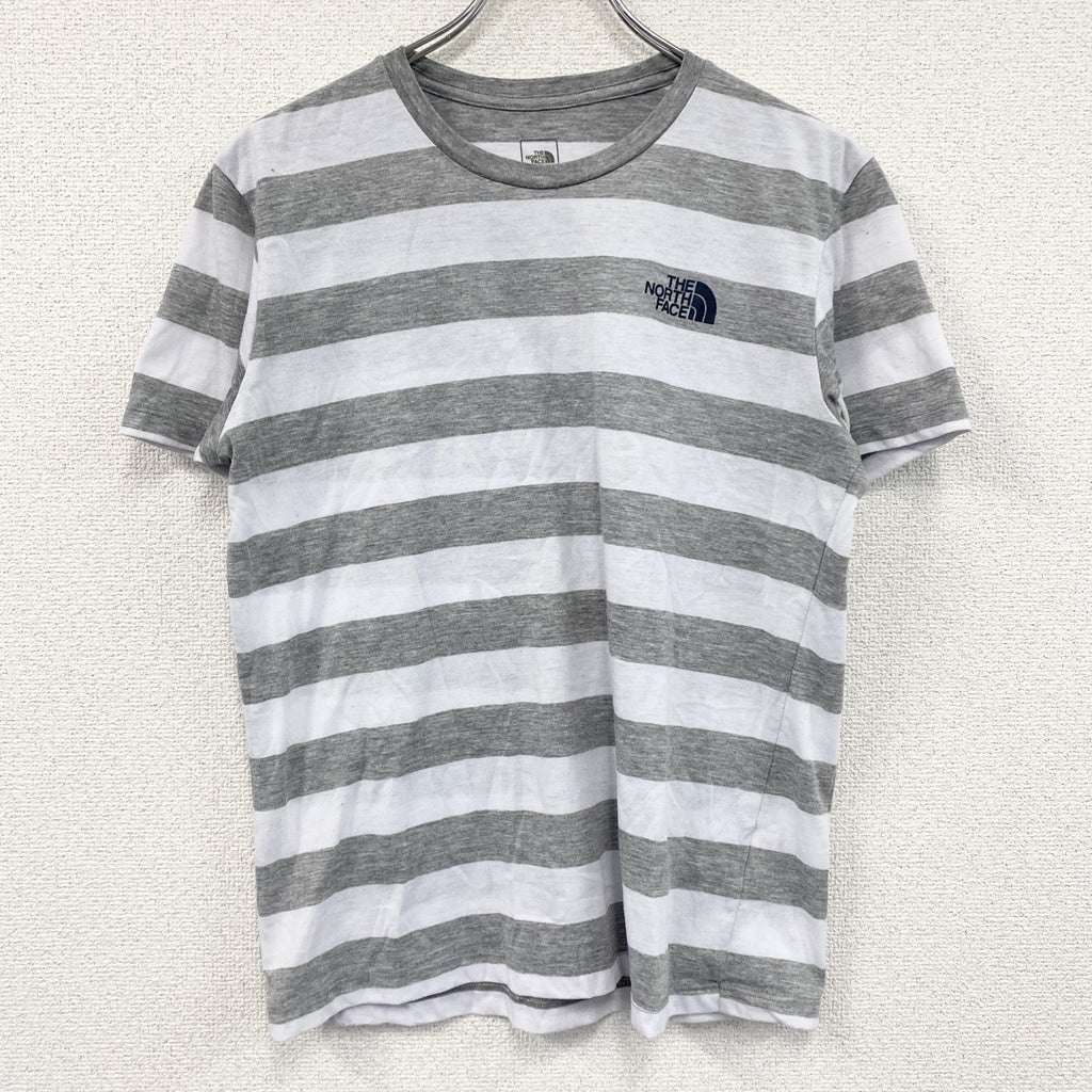 THE NORTH FACE　ザ・ノースフェイス　半袖ボーダーTシャツ　太ピッチ　灰色　グレー　Lサイズ