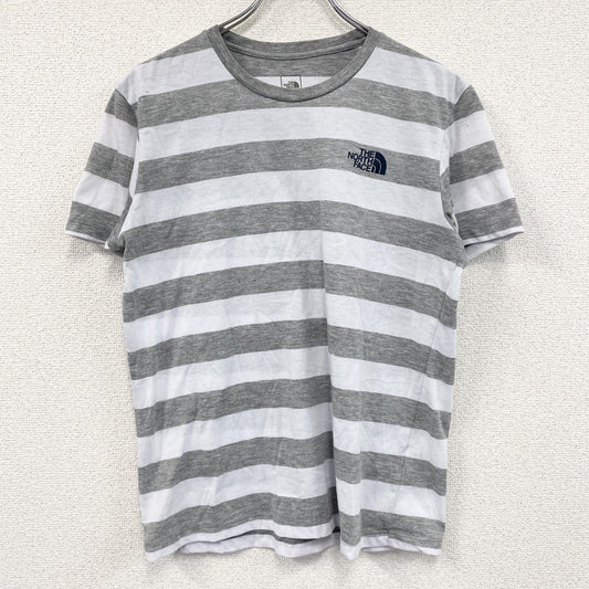 THE NORTH FACE　ザ・ノースフェイス　半袖ボーダーTシャツ　太ピッチ　灰色　グレー　Lサイズ