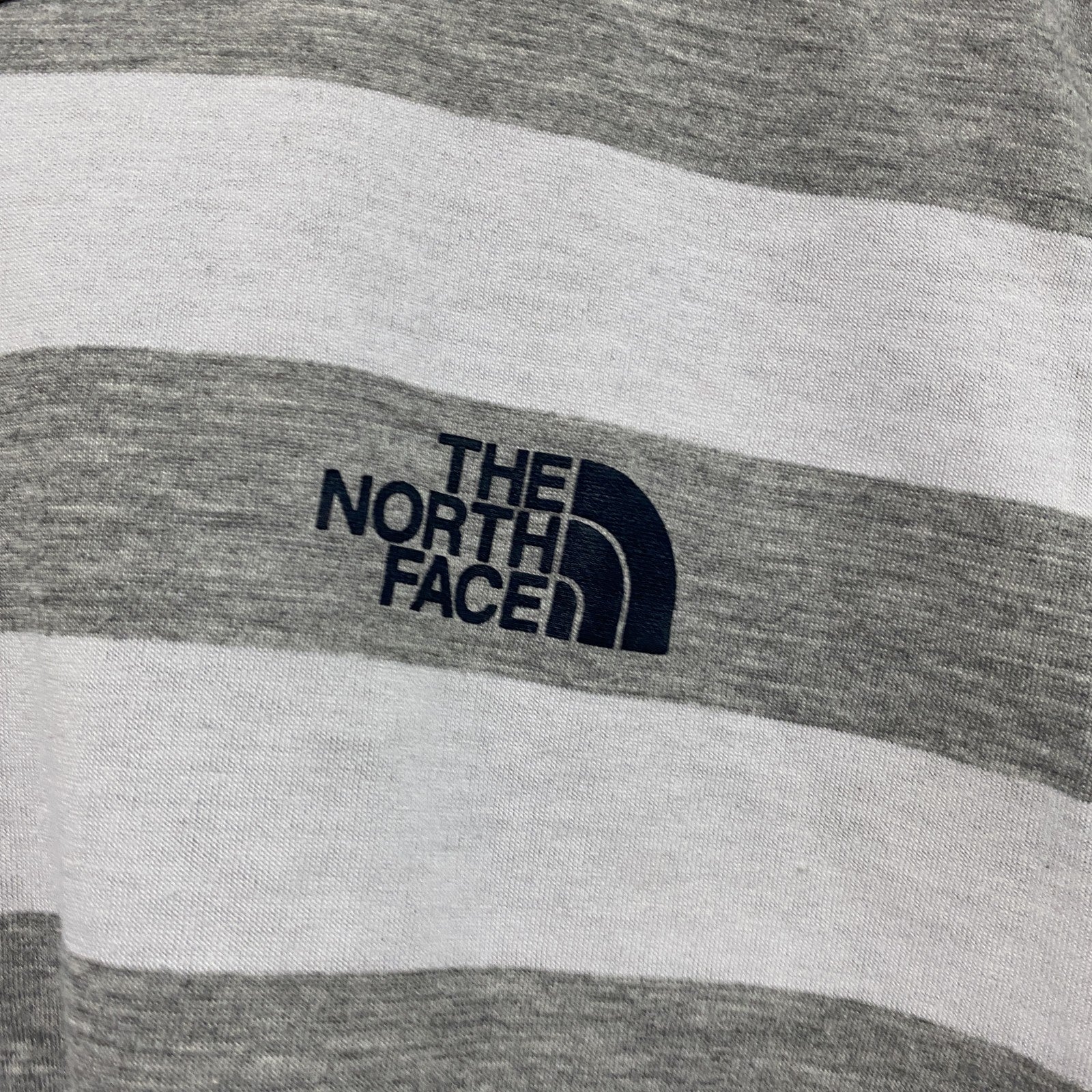 THE NORTH FACE　ザ・ノースフェイス　半袖ボーダーTシャツ　太ピッチ　灰色　グレー　Lサイズ
