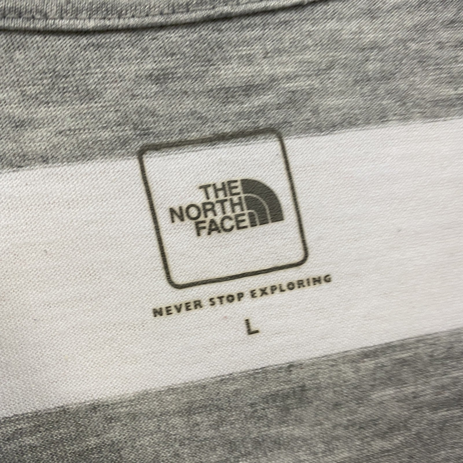 THE NORTH FACE　ザ・ノースフェイス　半袖ボーダーTシャツ　太ピッチ　灰色　グレー　Lサイズ