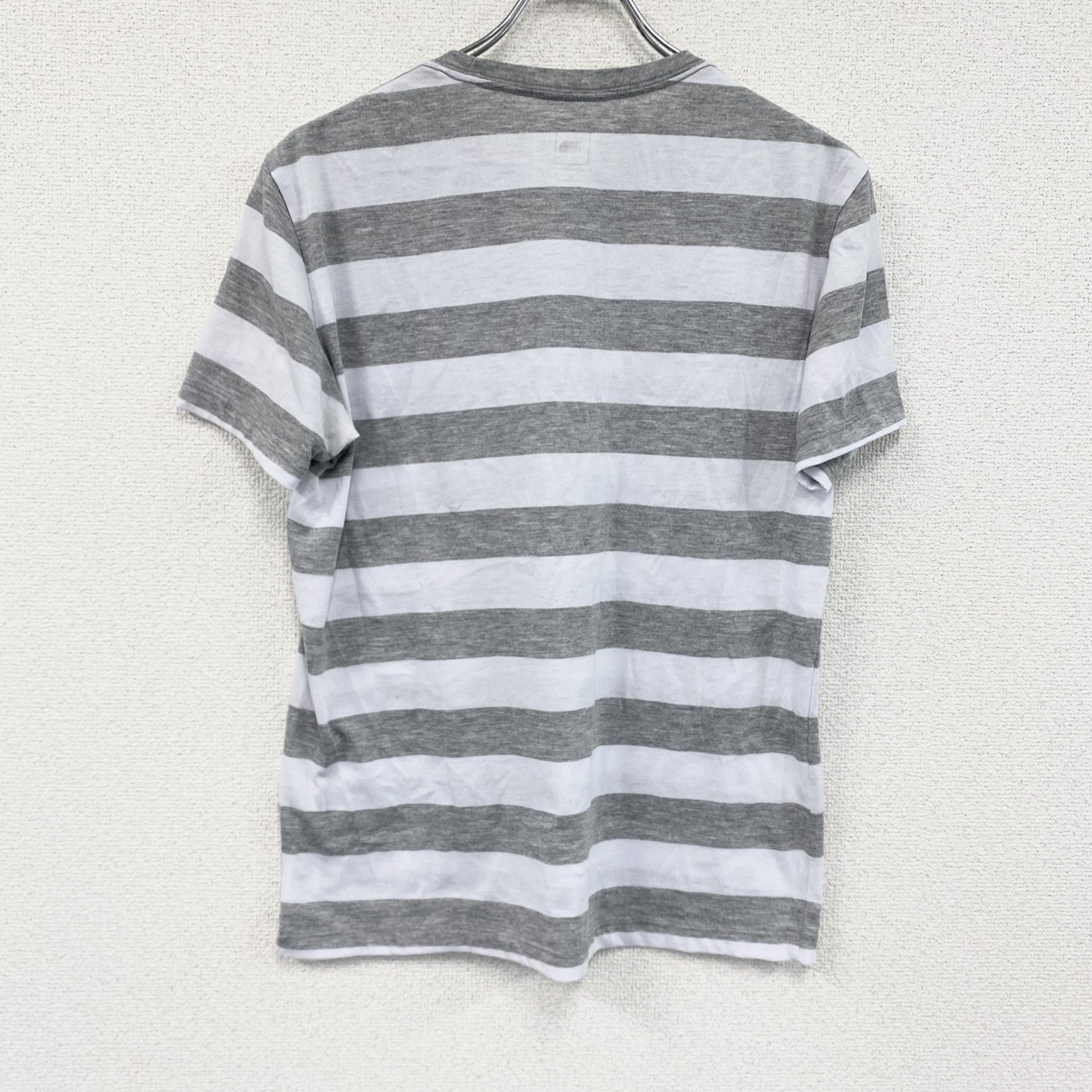 THE NORTH FACE　ザ・ノースフェイス　半袖ボーダーTシャツ　太ピッチ　灰色　グレー　Lサイズ