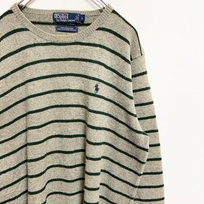 古着 used　PolobyRalphLauren　ポロバイラルフローレン　長袖ボーダー柄刺繍ニット　セーター　秋冬服　Lサイズ