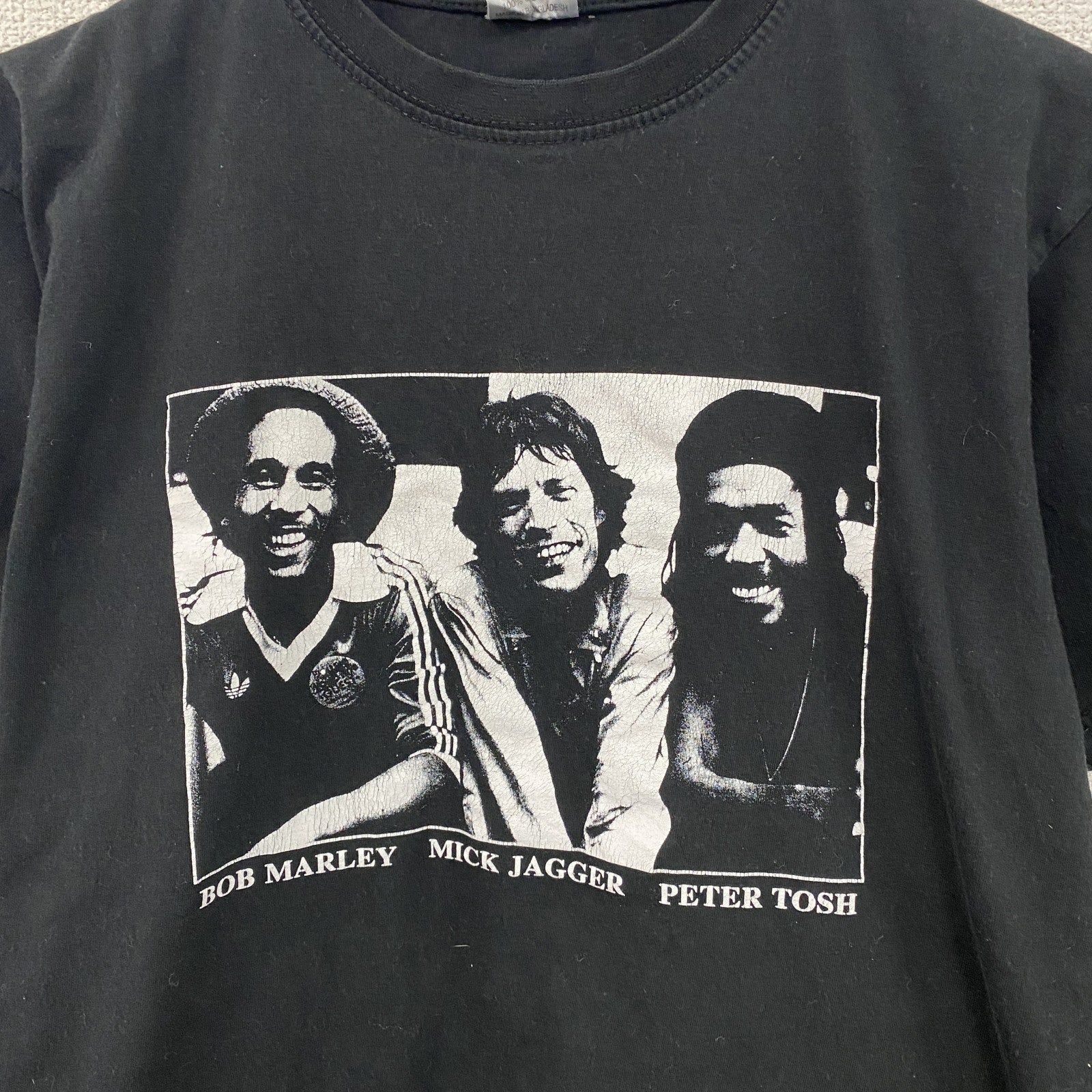 ADMA　ボブマーリー　ミックジャガー　ピータートッシュ　ローリングストーンズ　半袖Tシャツ　黒　ブラック　Mサイズ