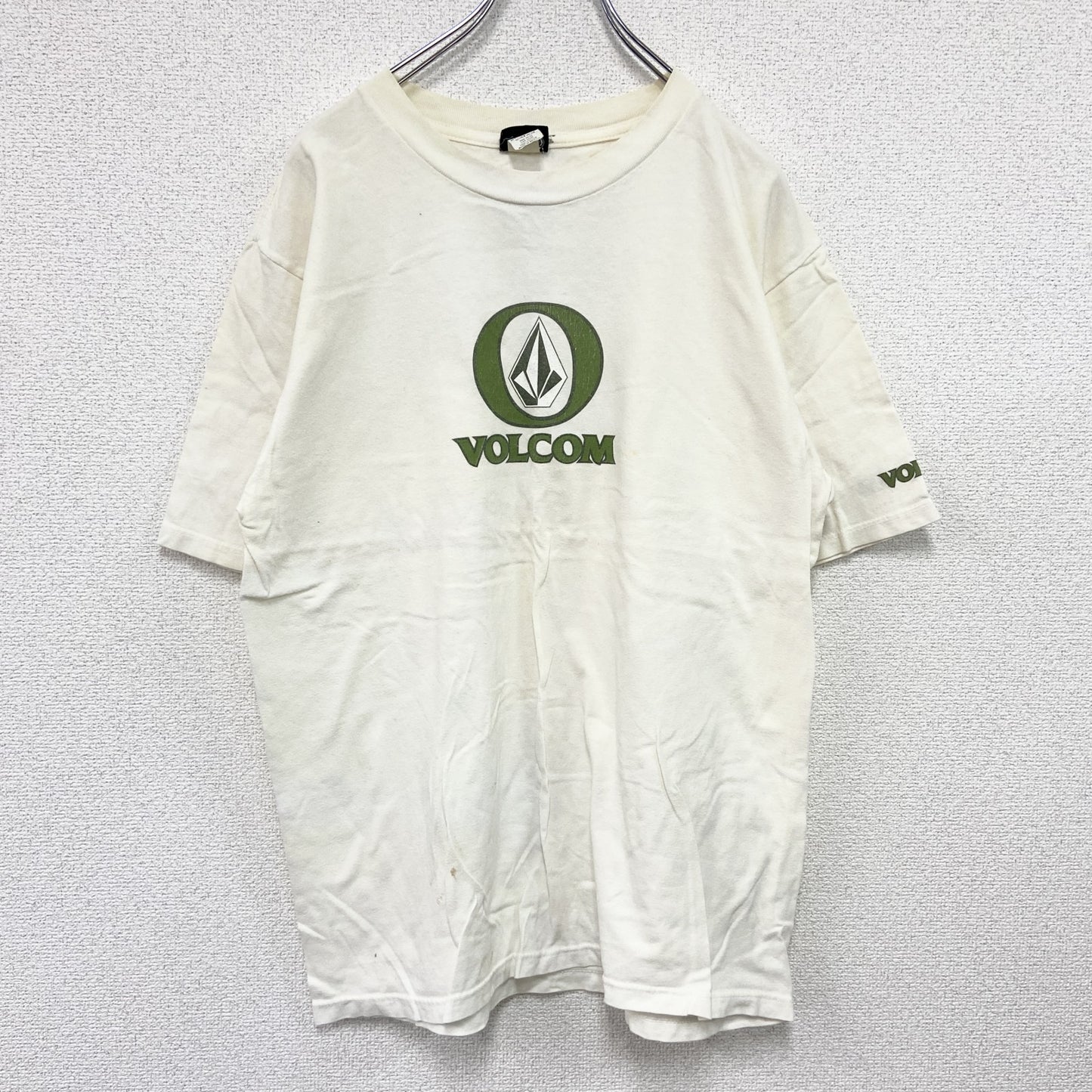 ～00s　VOLCOM　ボルコム　半袖プリントTシャツ　デカロゴ　ヴィンテージ　白　ホワイト　Lサイズ