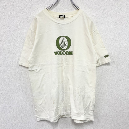 ～00s　VOLCOM　ボルコム　半袖プリントTシャツ　デカロゴ　ヴィンテージ　白　ホワイト　Lサイズ