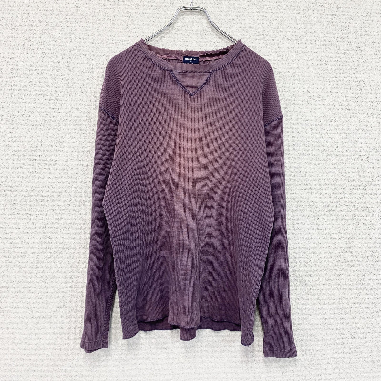 OLD UNIQLO　オールドユニクロ　長袖Tシャツ/ロンT　ワッフル　紫　パープル　Mサイズ　
