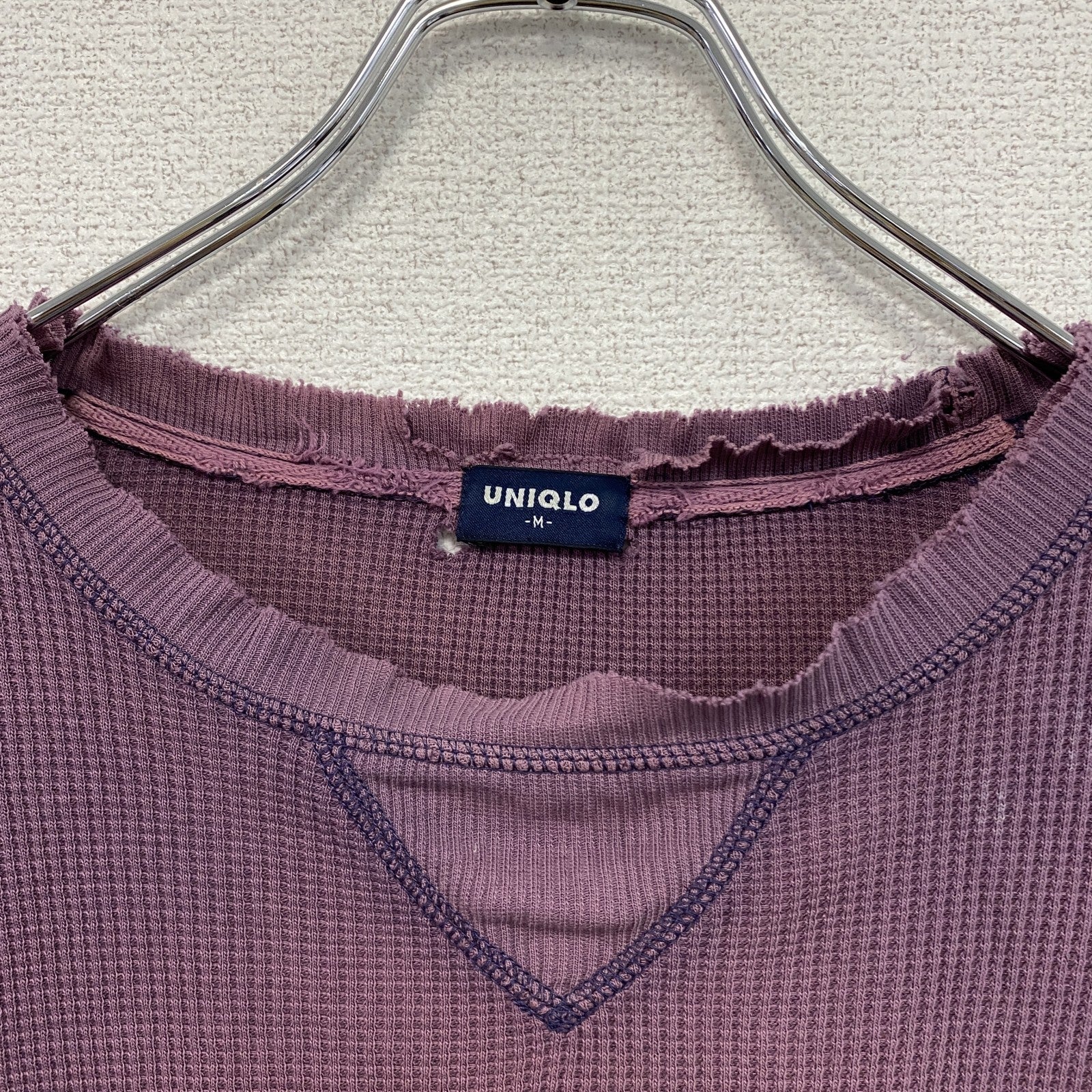 OLD UNIQLO　オールドユニクロ　長袖Tシャツ/ロンT　ワッフル　紫　パープル　Mサイズ　