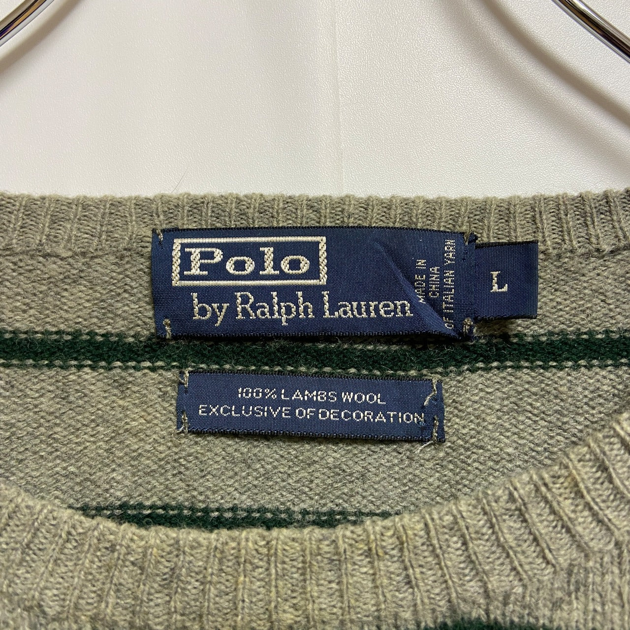 古着 used　PolobyRalphLauren　ポロバイラルフローレン　長袖ボーダー柄刺繍ニット　セーター　秋冬服　Lサイズ